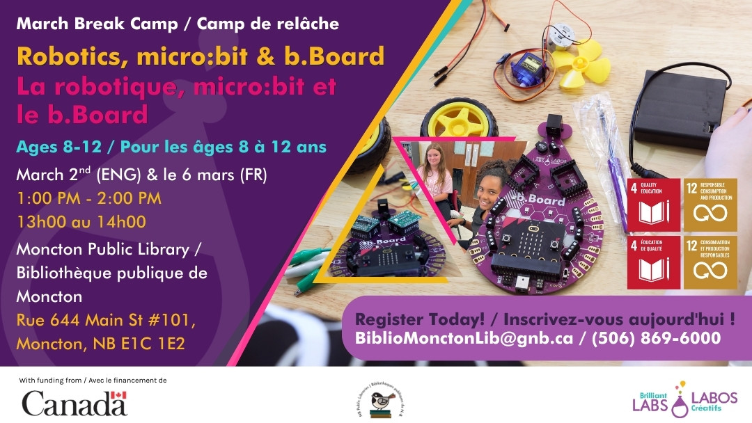 Moncton Library March Break program feature poster