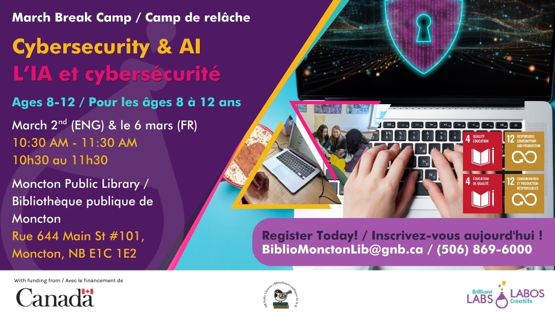 Moncton Library March Break program feature poster