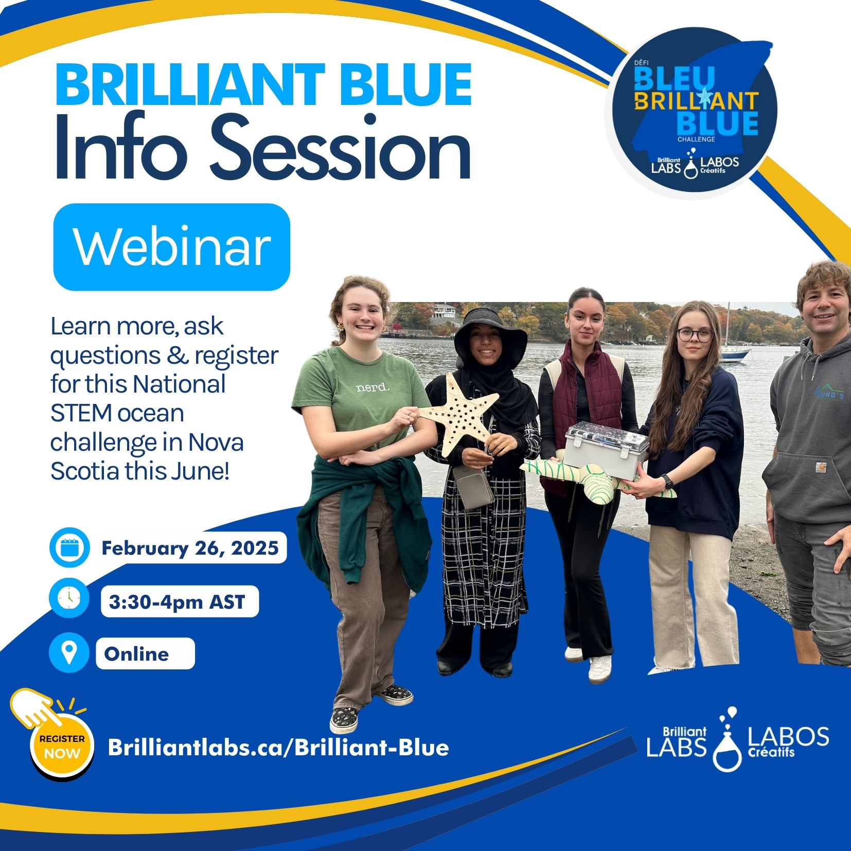 Promotional poster for the Brilliant Blue webinar